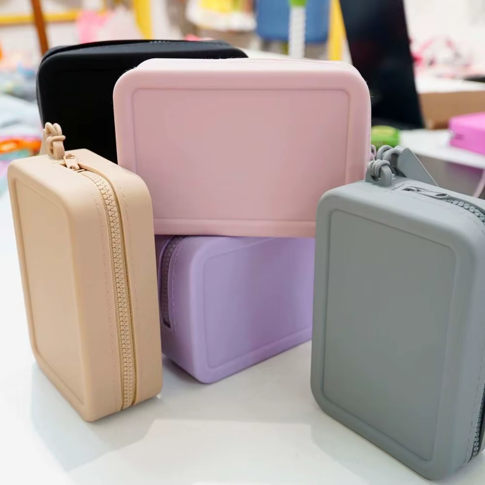 Morandi couleur Silicone sac cosmétique porte-monnaie grande capacité multifonction sac de rangement Rectangle