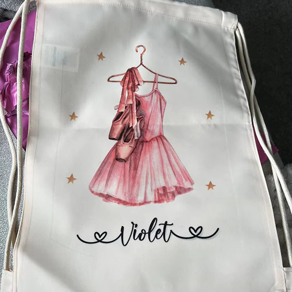 Sac de Ballet personnalisé ballerine cordon coton sacs de sport changement de vêtements maternelle retour à l'école filles sac de danse de robinet