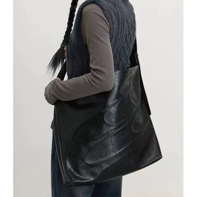 Sac fourre-tout d'avertissement à l'huile minimaliste noir