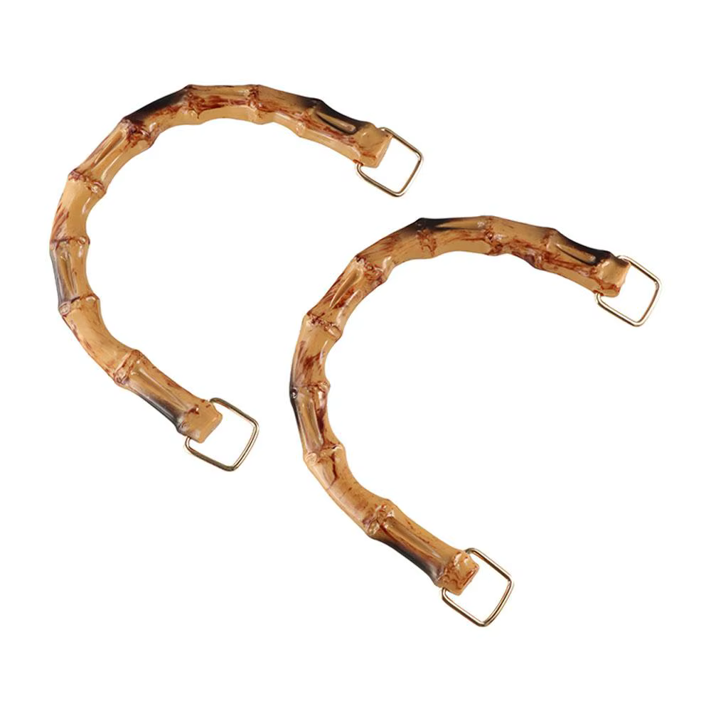 2 pièces poignées en bambou or naturel exotique toucher lisse poignée de sac à main en forme de U