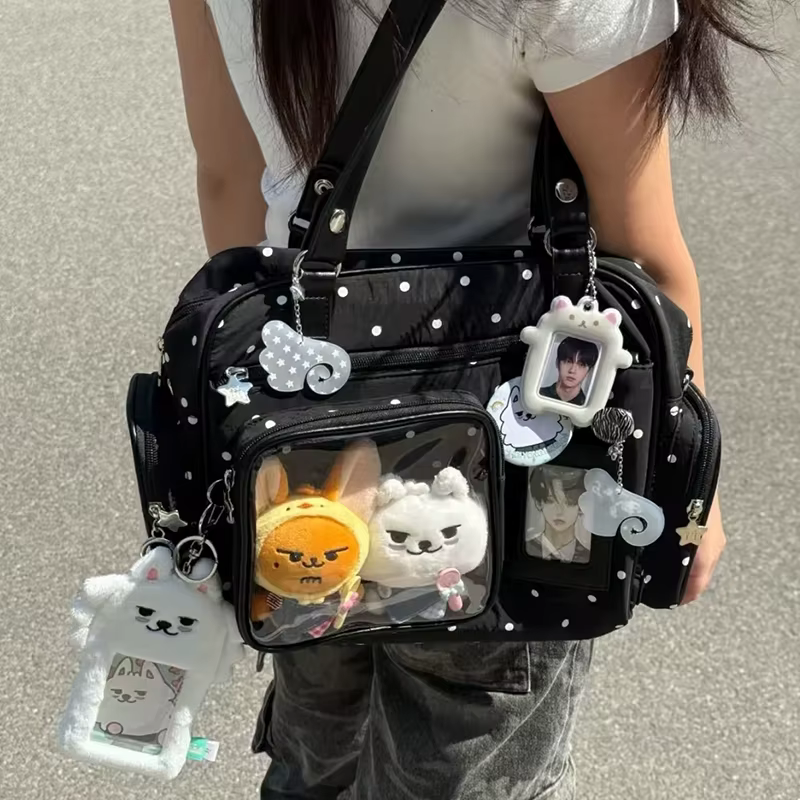 Sac à pois pour femme avec fenêtre transparente