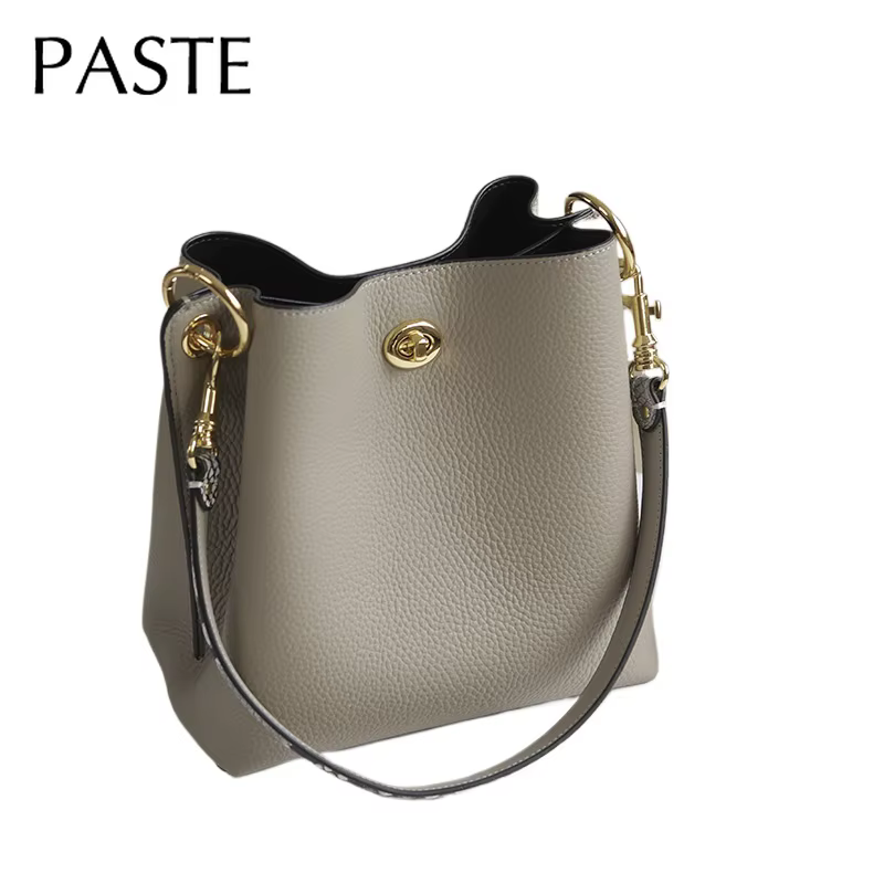 Nouveau 2026 élégant exquis seau fourre-tout en cuir de vache véritable femmes sac à main 2 poches principales