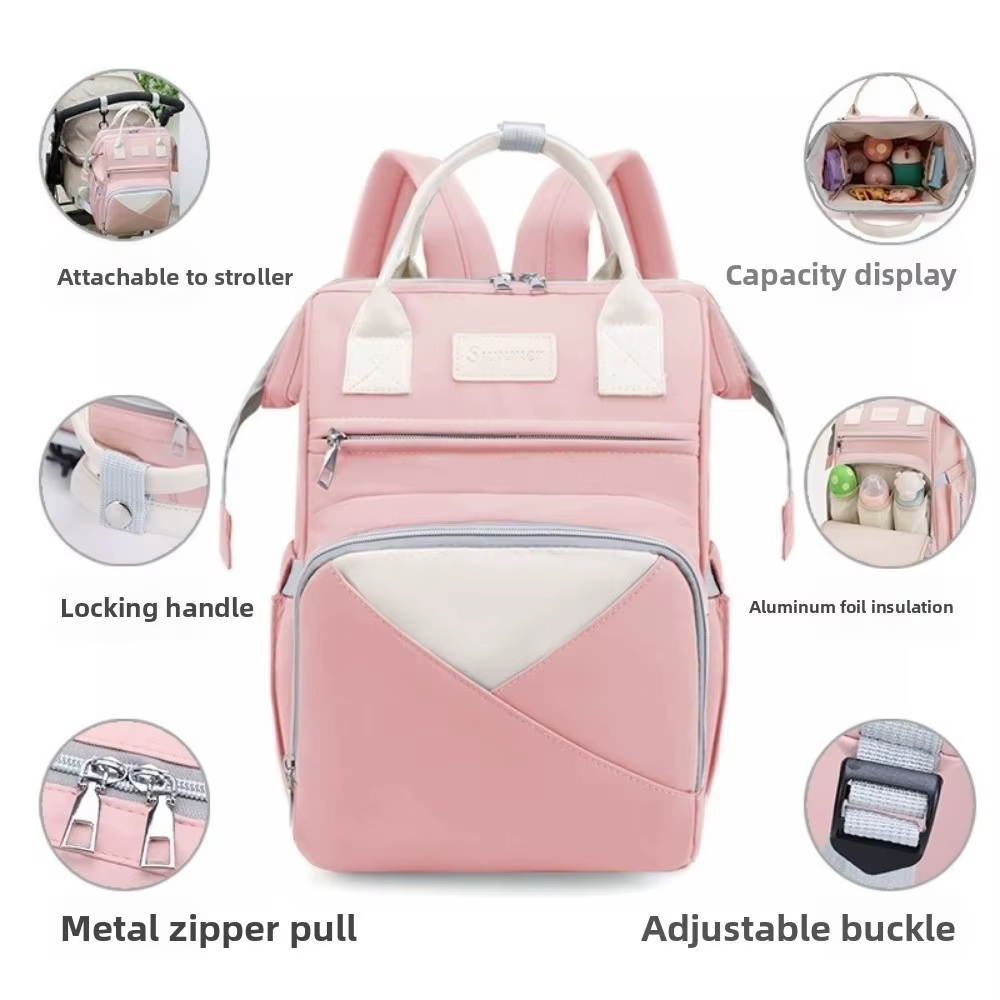Sac de maman en Nylon multifonctionnel grande capacité sac de voyage de maternité poches isolées sac à couches