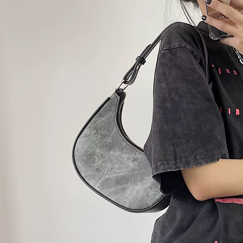 Sac à main en cuir PU gris pour femme
