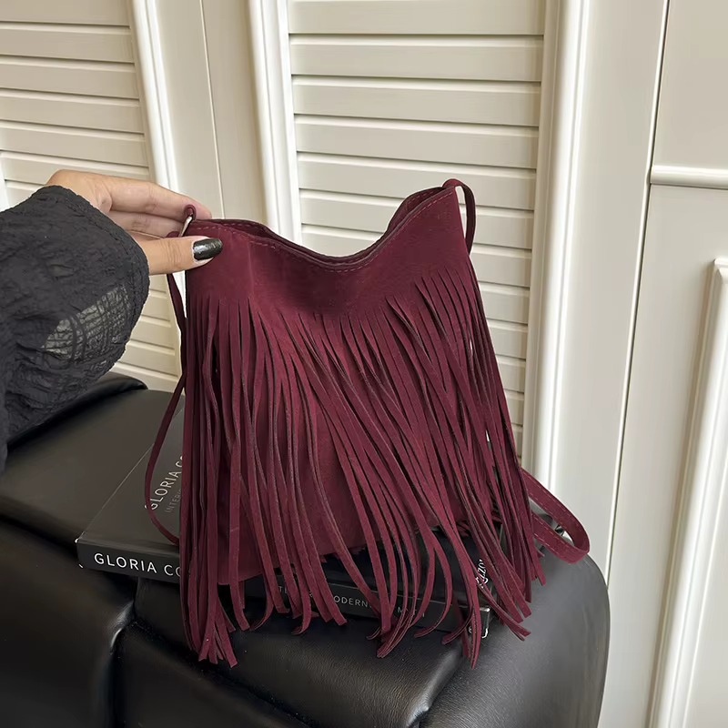 Nouveau sac bandoulière style bohème à franges