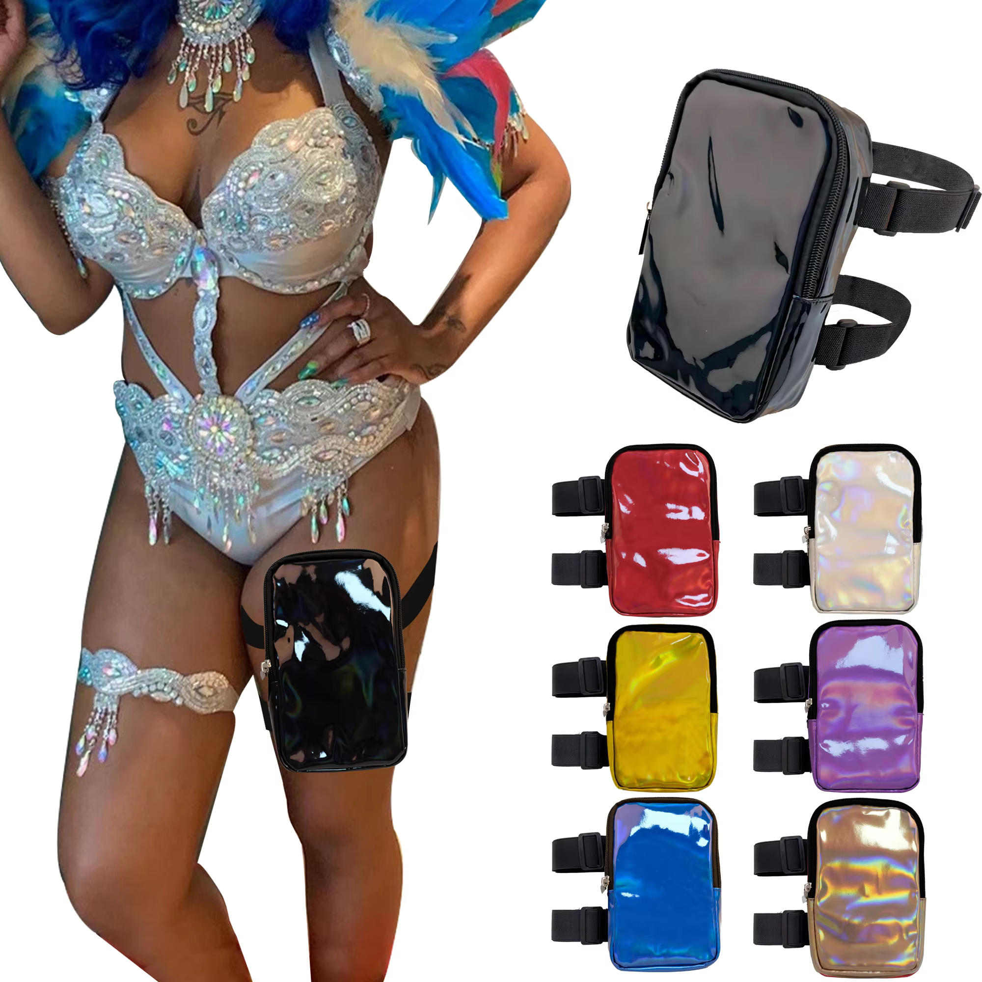 Sac de cuisse holographique pour femmes