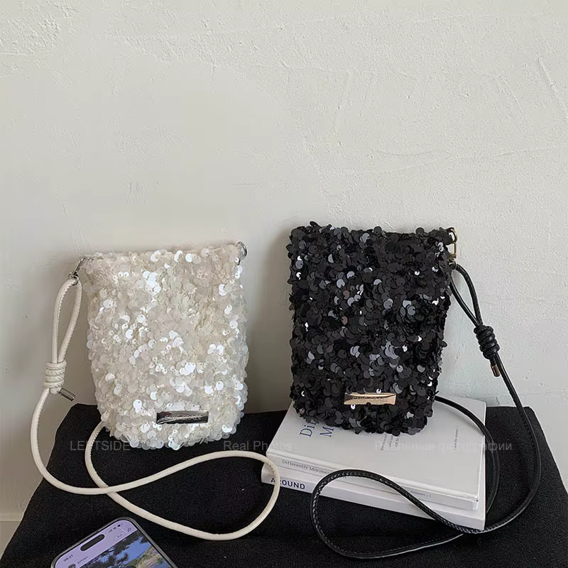 LEFTSIDE Mini paillettes sacs à bandoulière pour femmes 2025 concepteur nouvelle soirée Bling
