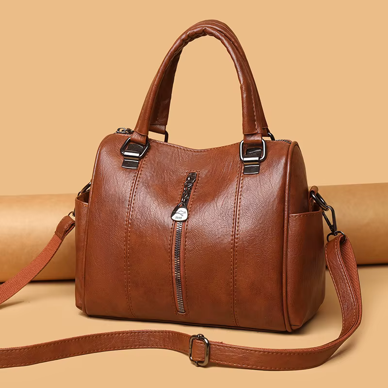Sac fourre-tout Vintage en cuir PU solide pour femmes