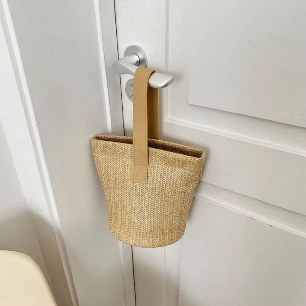Sac seau décontracté en paille PU
