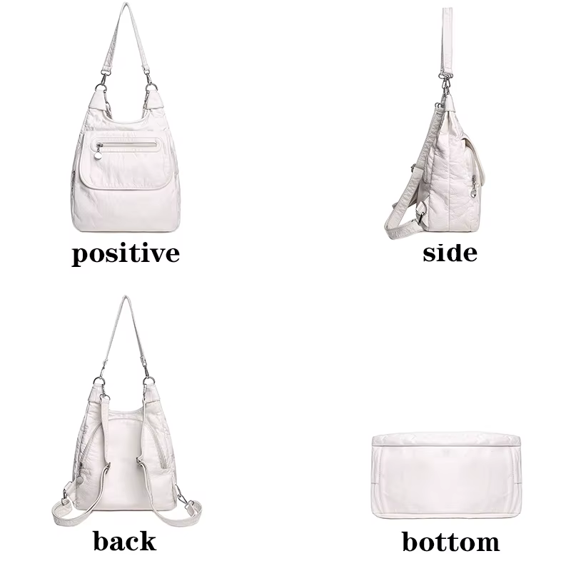 Sacs à dos blancs en cuir PU doux lavé