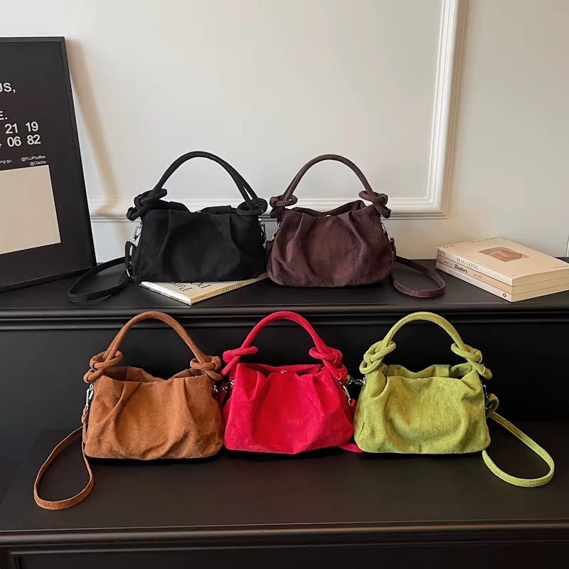 Nouveau sac bandoulière rétro en daim pour femme