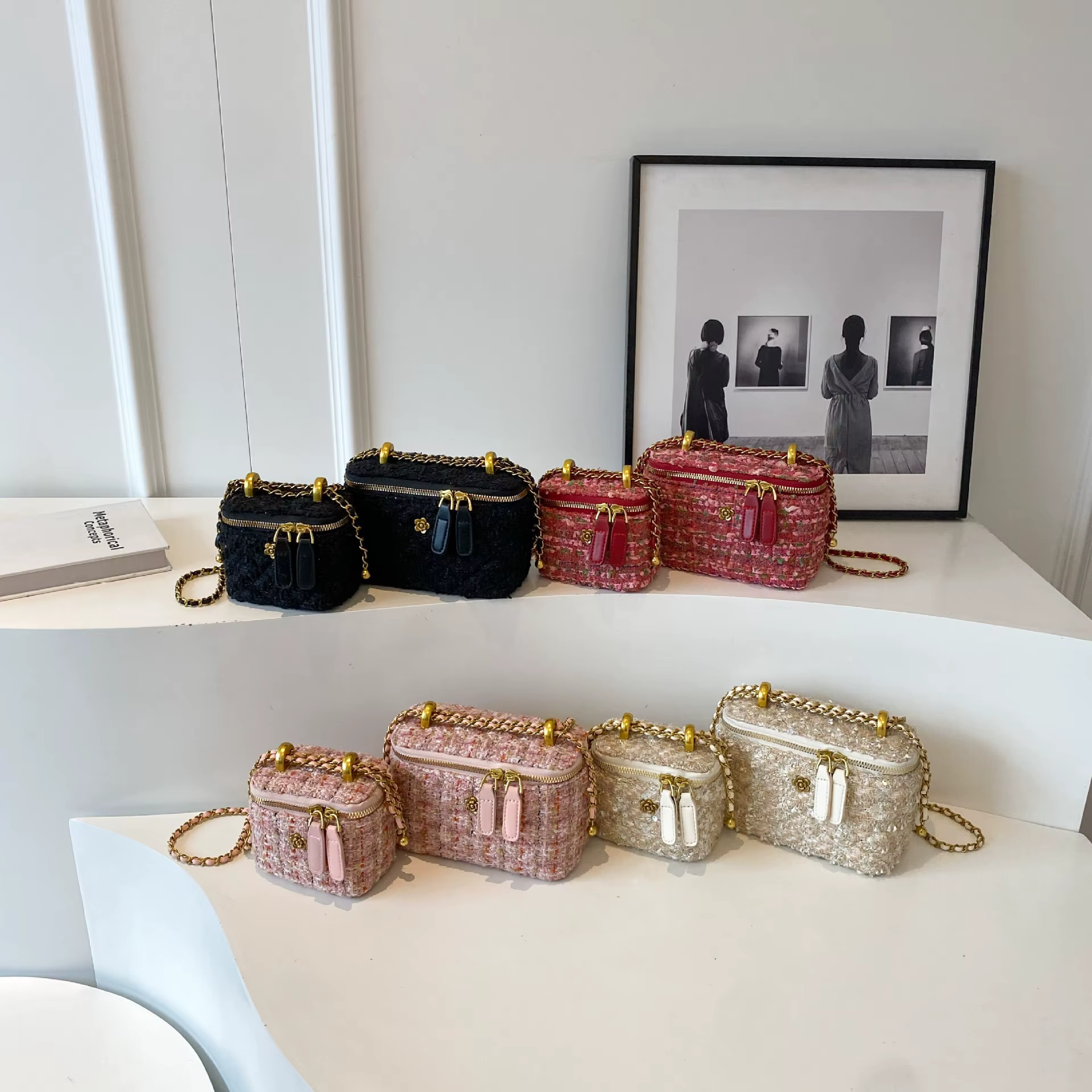 Sac à bandoulière en velours pour femme