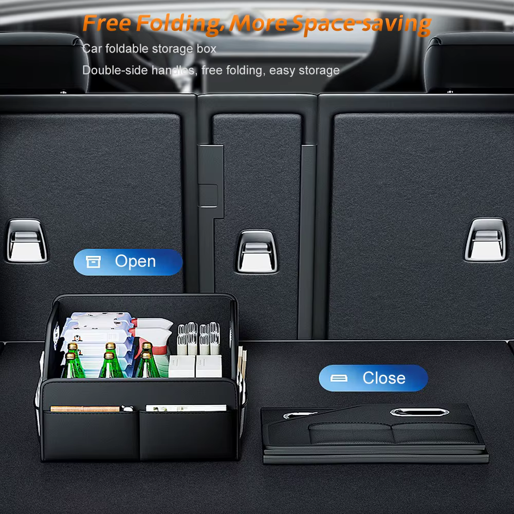 Organisateur de rangement pliable – Boîte fourre-tout en cuir PU pour coffre de voiture