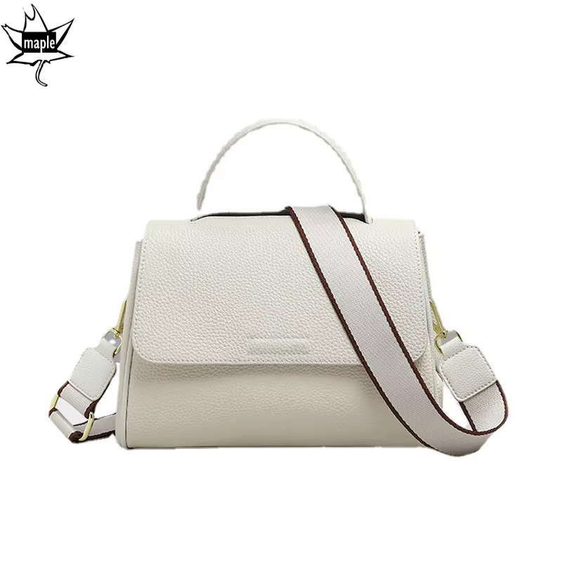 Sac messager beige blanc à 2 sangles pour femme