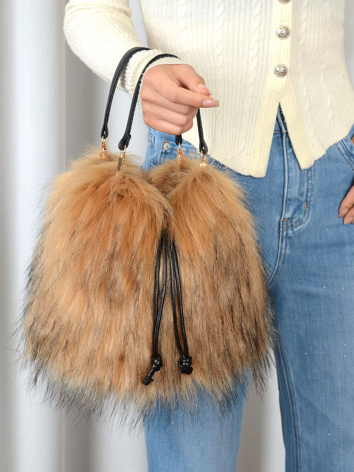 Sac à main tendance en fausse fourrure pour femme