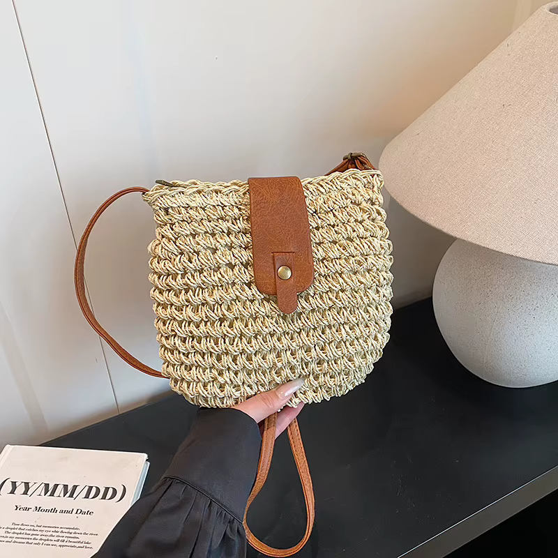 Petits sacs à bandoulière en paille tressée pour femmes