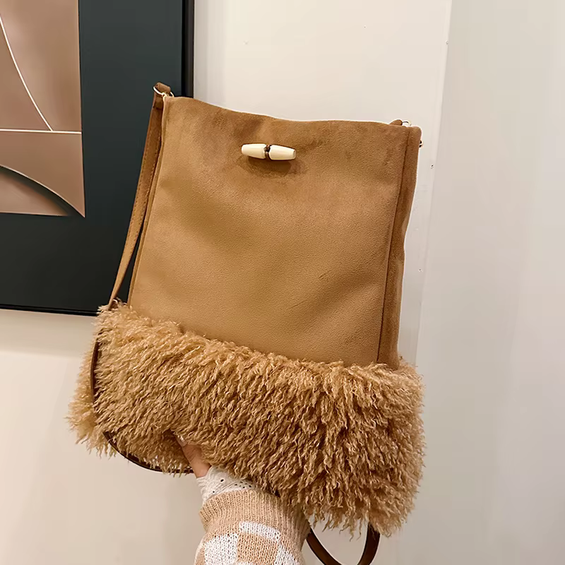 ChimBrand-Sac messager en cuir suédé pour femme