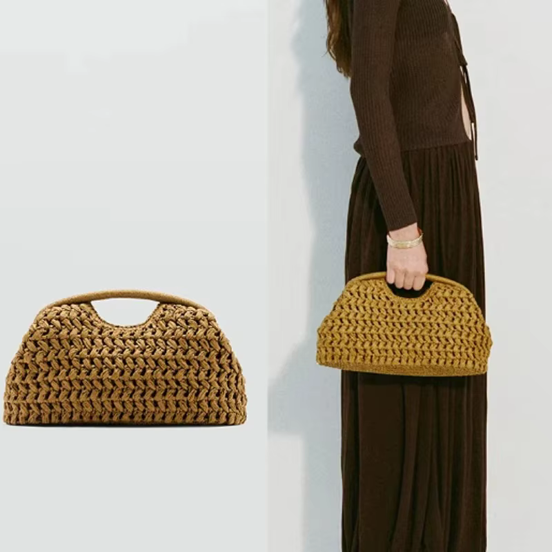 Sac bandoulière de luxe en paille tressée