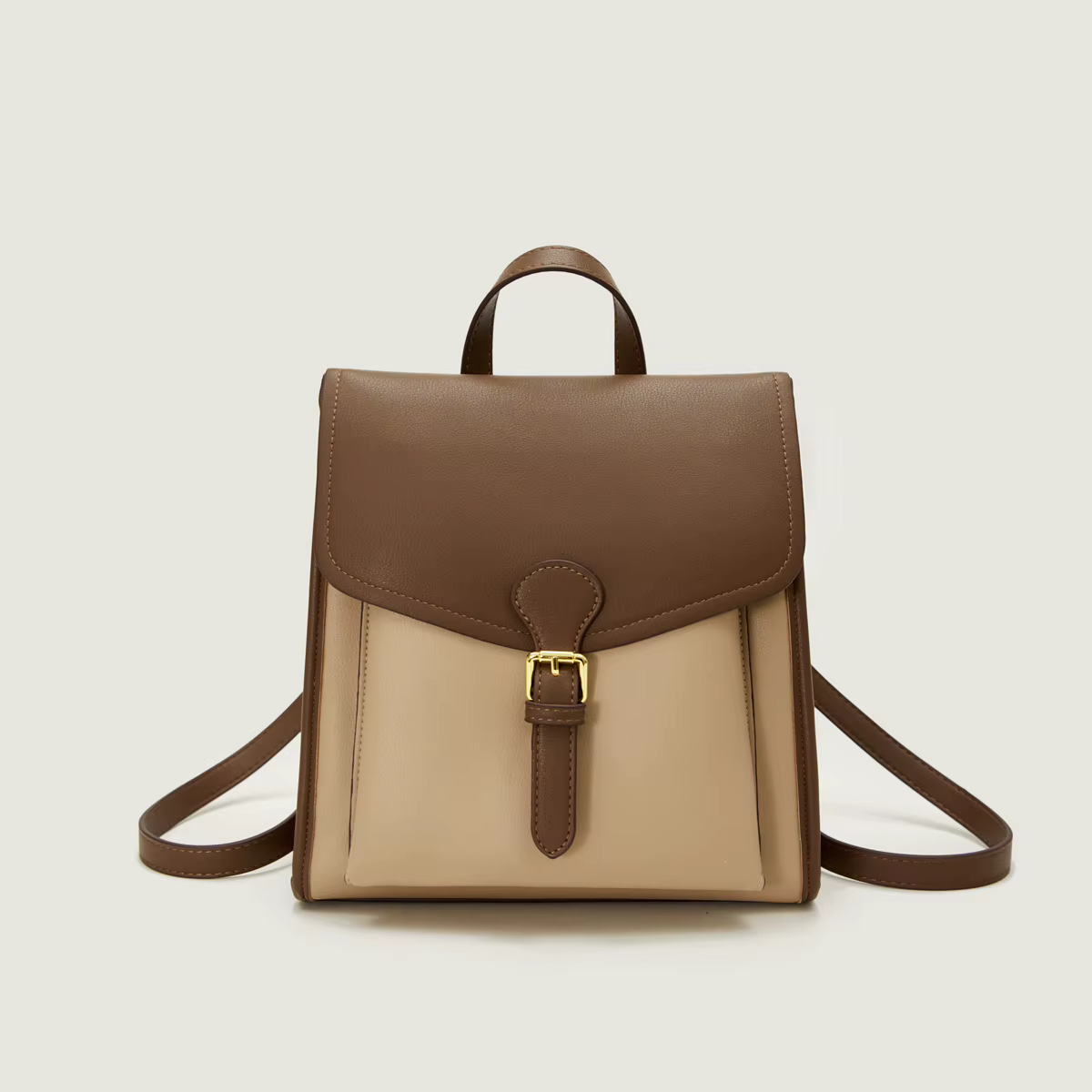 Sac à dos en cuir bicolore pour femme