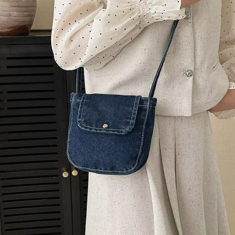 Sac à bandoulière en jean tendance pour femme – Sac à main polyvalent et décontracté pour le quotidien
