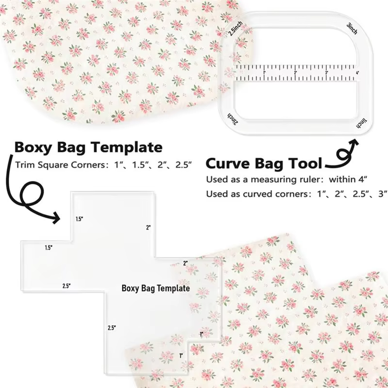 5Pcs Kits de patrons pour sacs carrés pour les amateurs de couture DIY