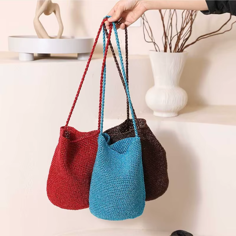 Sac seau décontracté grande capacité tressé à la main
