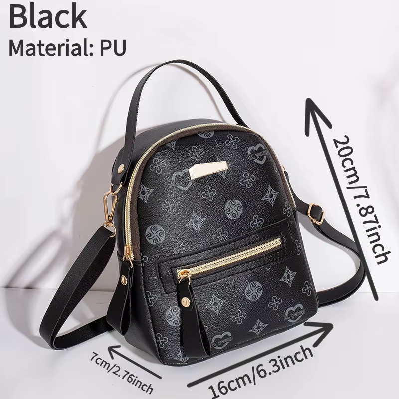 Sac à dos Mini Femme Cuir PU Imprimé Élégant Multifonction Léger Sac à Bandoulière pour Sortie Quotidienne Voyage