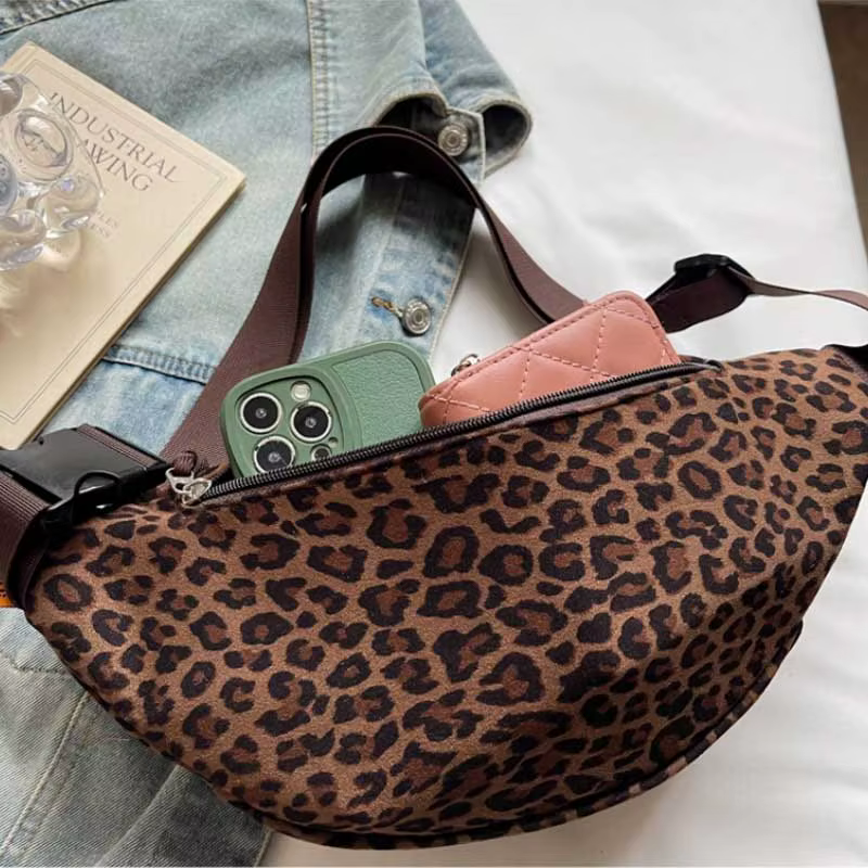 Sac de poitrine imprimé léopard pour femmes