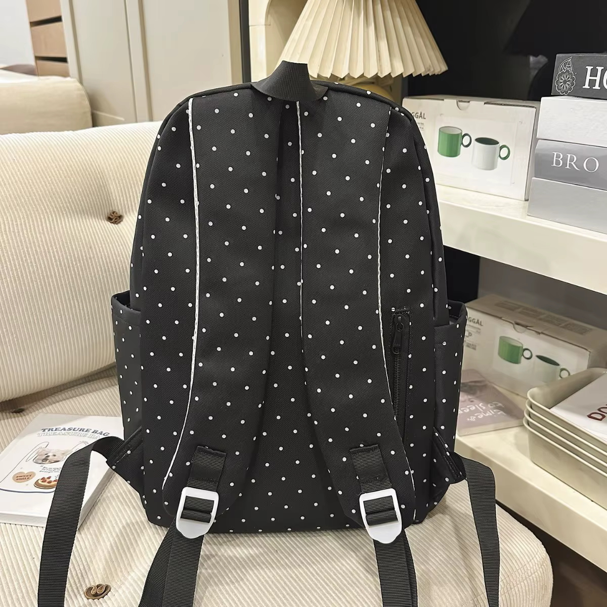 Sac à dos unisexe en nylon style japonais à motif piano