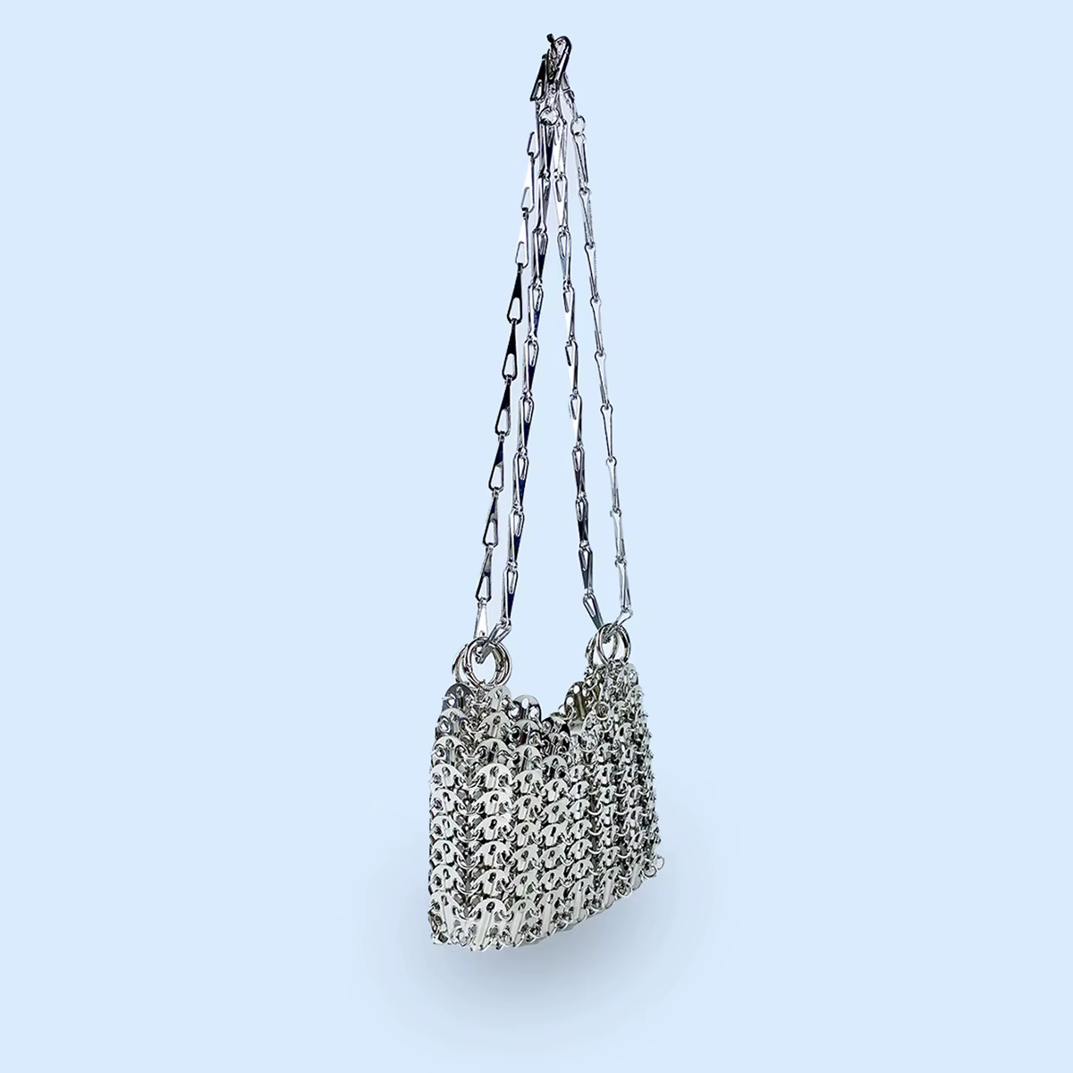 Sac argenté brillant tissé à la main
