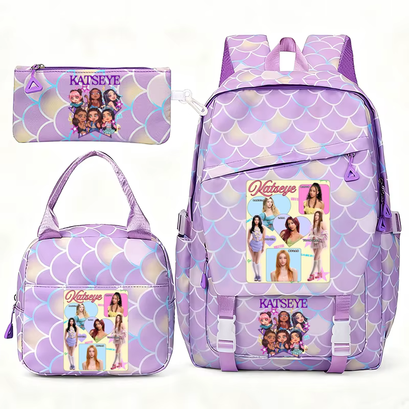 Katseye musique sacs à dos pour filles garçons 3 pièces voyage haute capacité étudiants