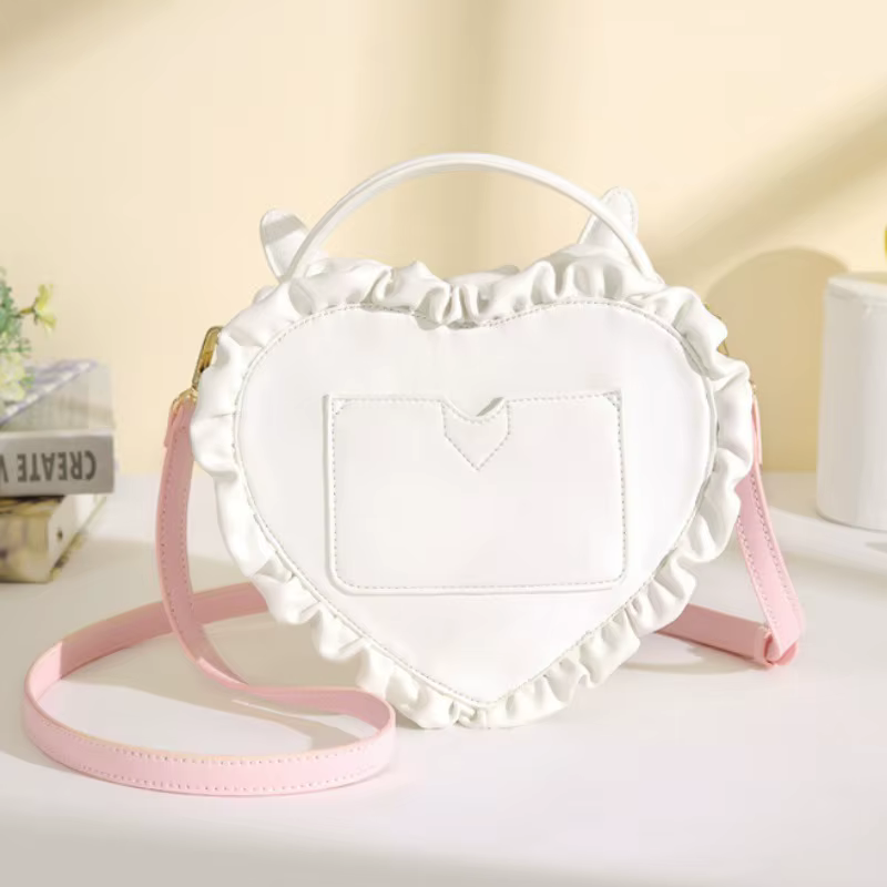 Lolita Ita Bolsos Mujer doux mignon dentelle Sac à main lapin oreille pêche coeur douleur sacs à bandoulière Transparent Sac Femme nouveau Bolso