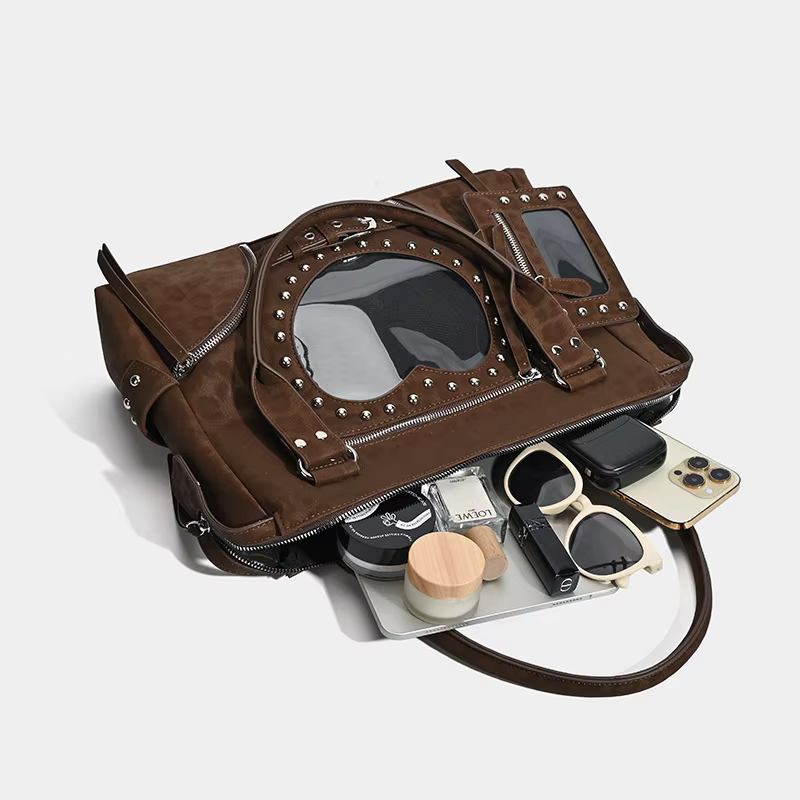 Sac bandoulière rétro à imprimé léopard