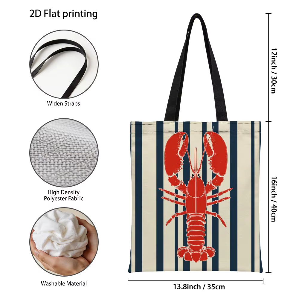 Sac fourre-tout tendance avec illustration de rayures de homard rouge
