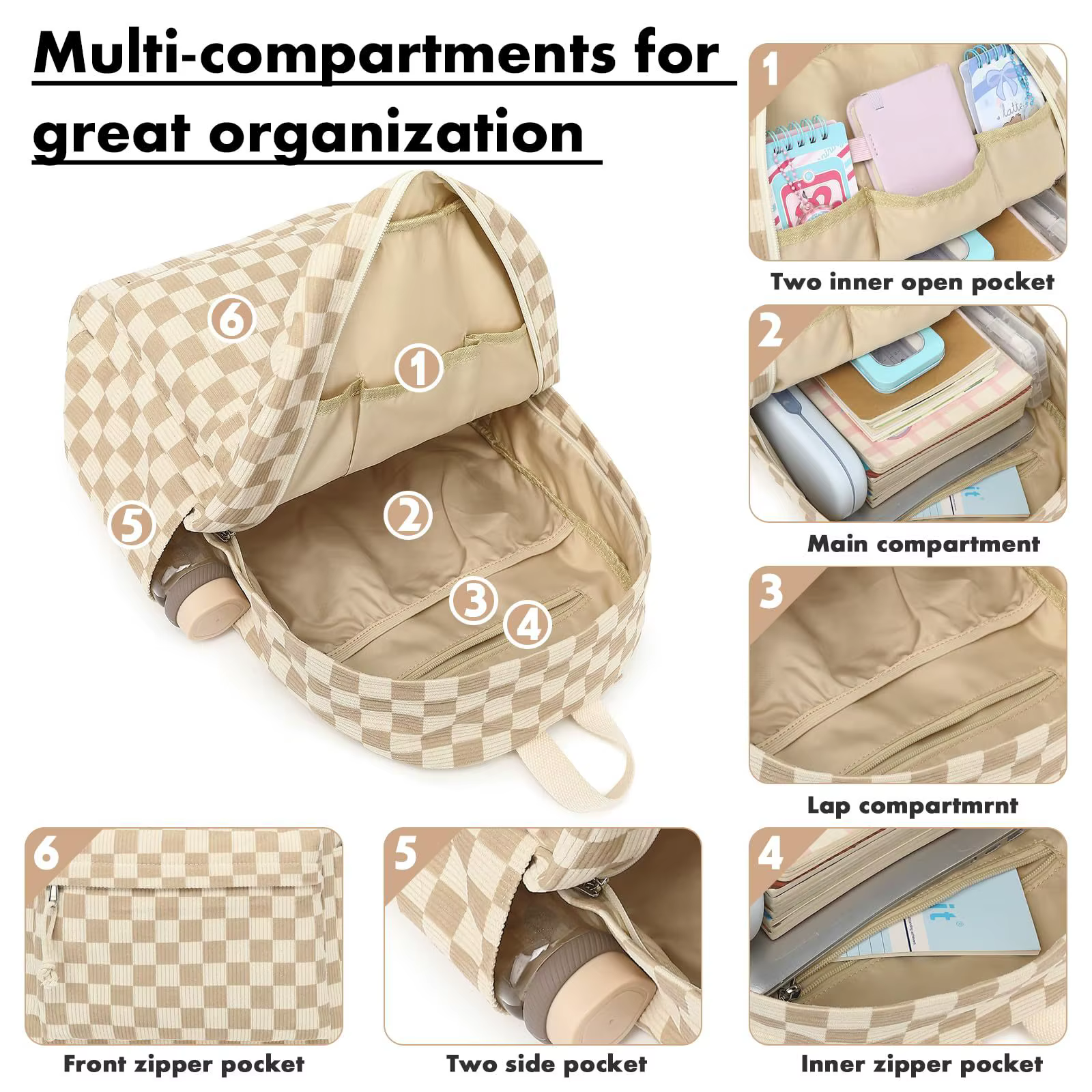 Velours côtelé 3Pecs/ensemble sacs d'école pour adolescents collège style sac à dos femme filles couleur unie femmes