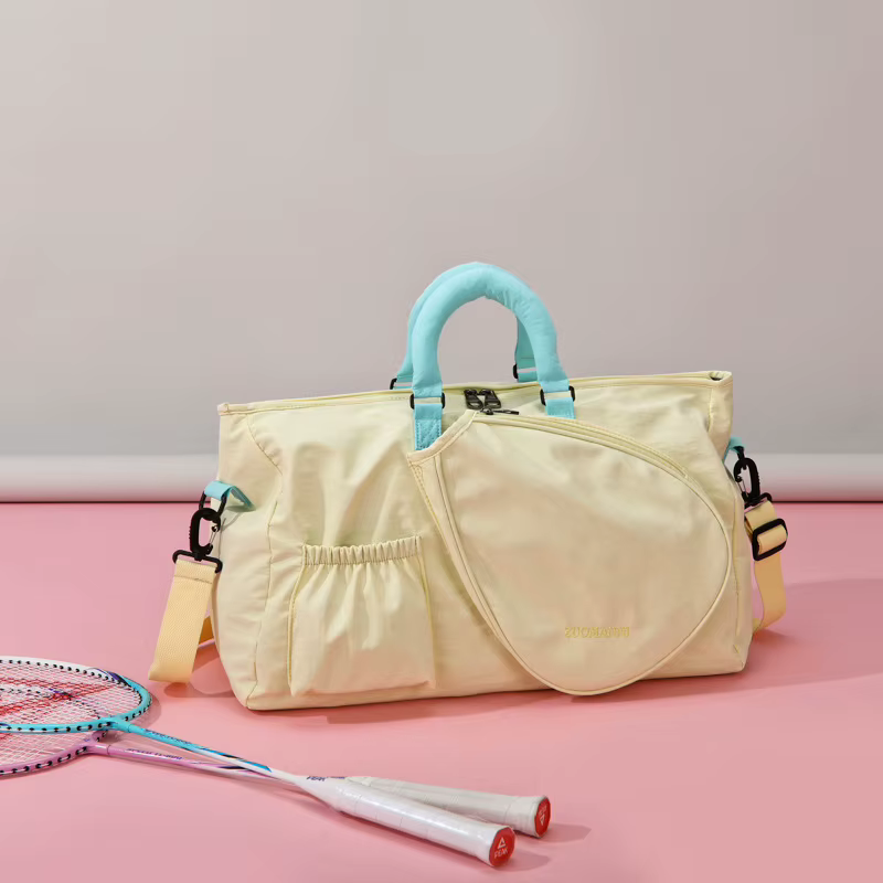 Sac de sport 36-55L pour raquettes de badminton et de tennis, sac de fitness pour femme avec séparation humide/sèche, sac de voyage à main, bandoulière et épaule unique