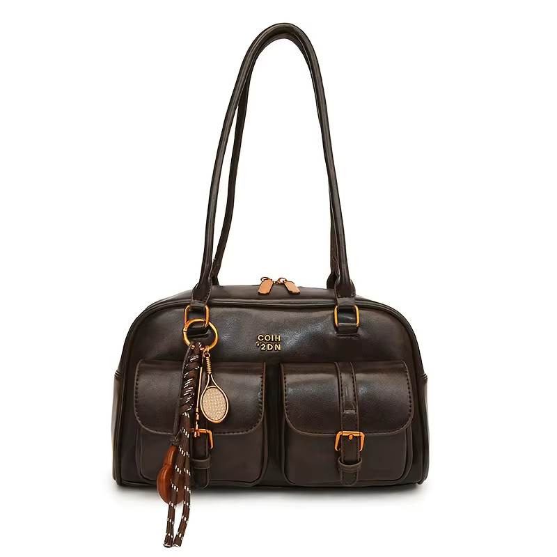 Sac à main multi-poches marron café pour femmes