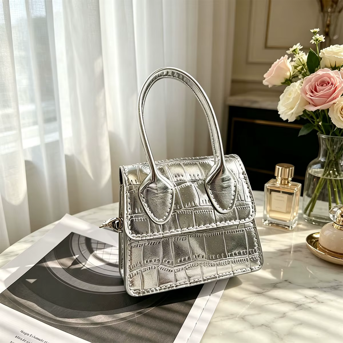 Sac carré miniature à motif de pierres colorées tendance