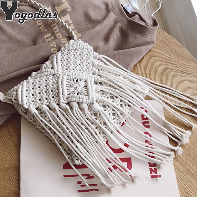 Sac de plage en paille bohème pour femmes