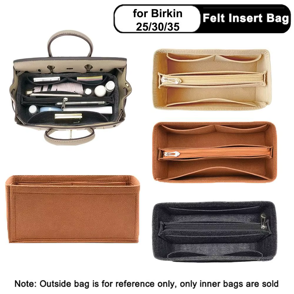 Nouveau organisateur de sac multi-poches pour Birkin25/30/35 sac intérieur sac de rangement sac à main en feutre insérer sac doublure sac