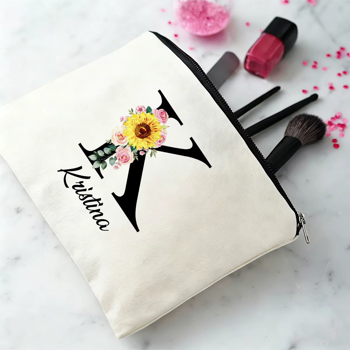 Trousse de maquillage personnalisée avec lettre