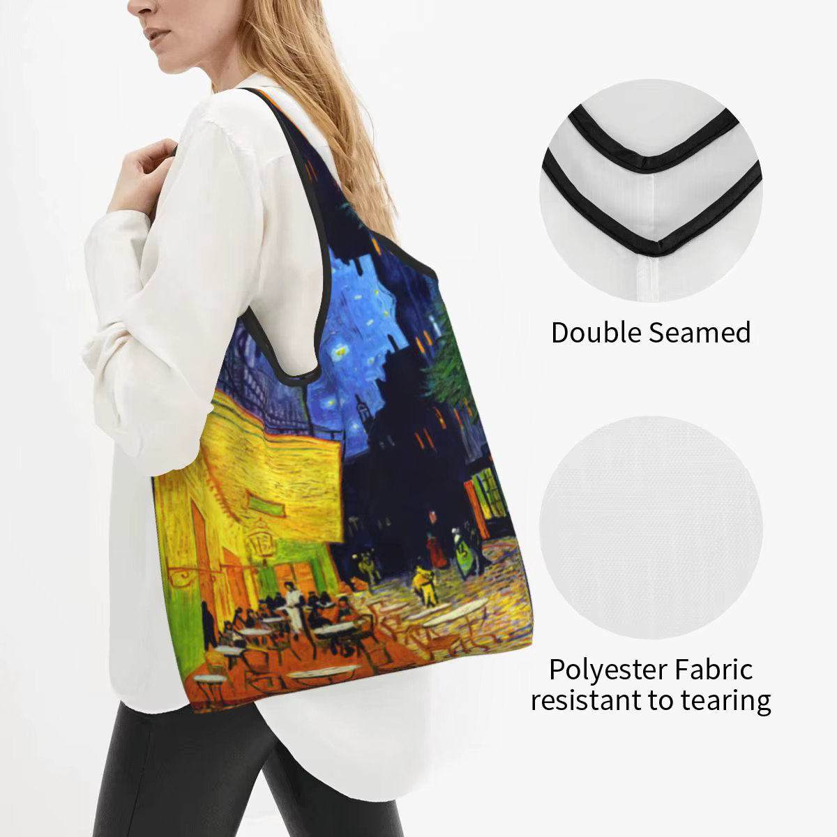 Sac fourre-tout portable personnalisé drôle 73 Terrasse la nuit