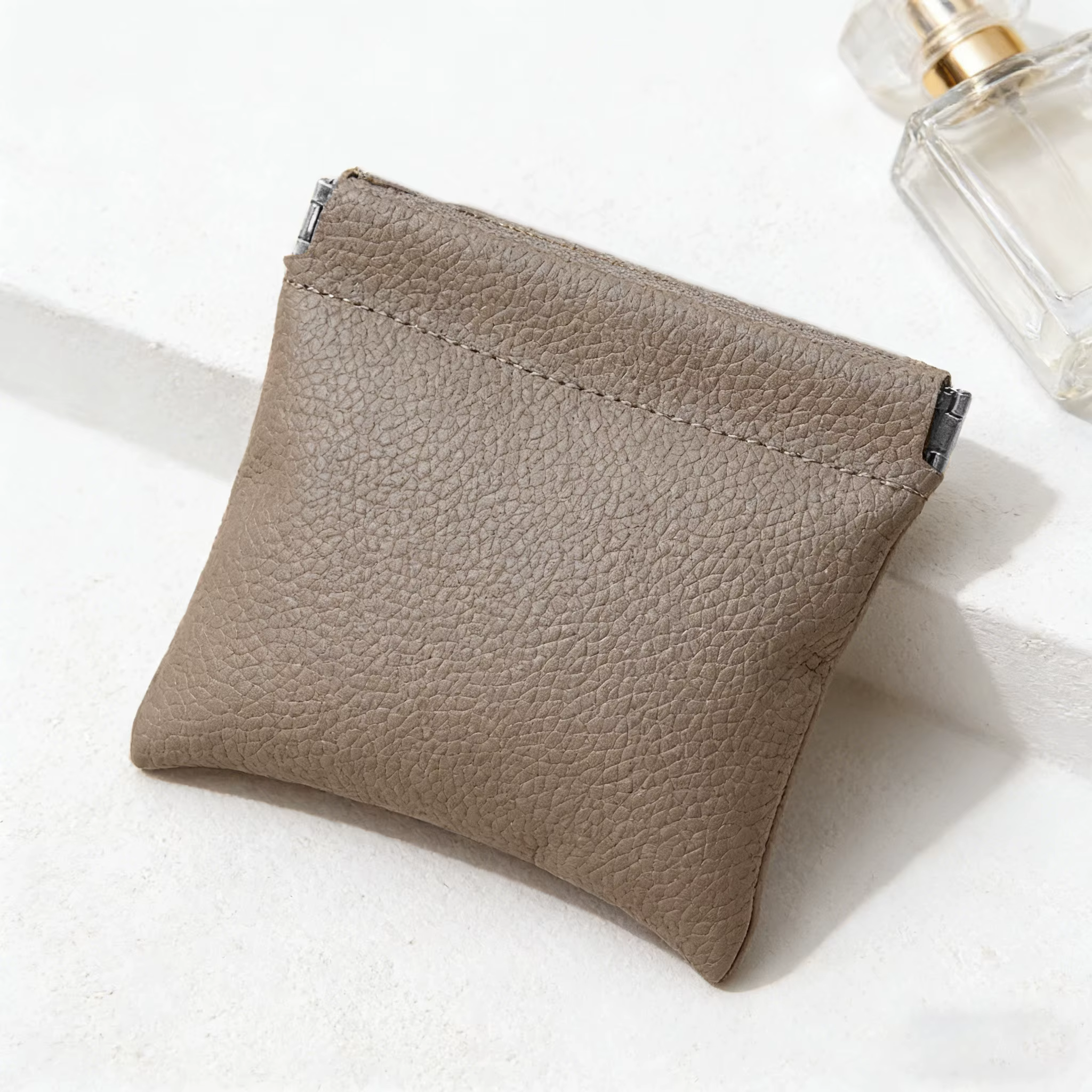 Pochette de rangement en cuir PU à fermeture à pression BUYLEMO Litchi Grain