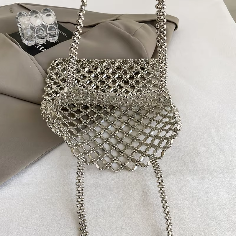 2025 nouveau sac de vacances d'été Boho plage évider sac à bandoulière pour les femmes à la main perles sac