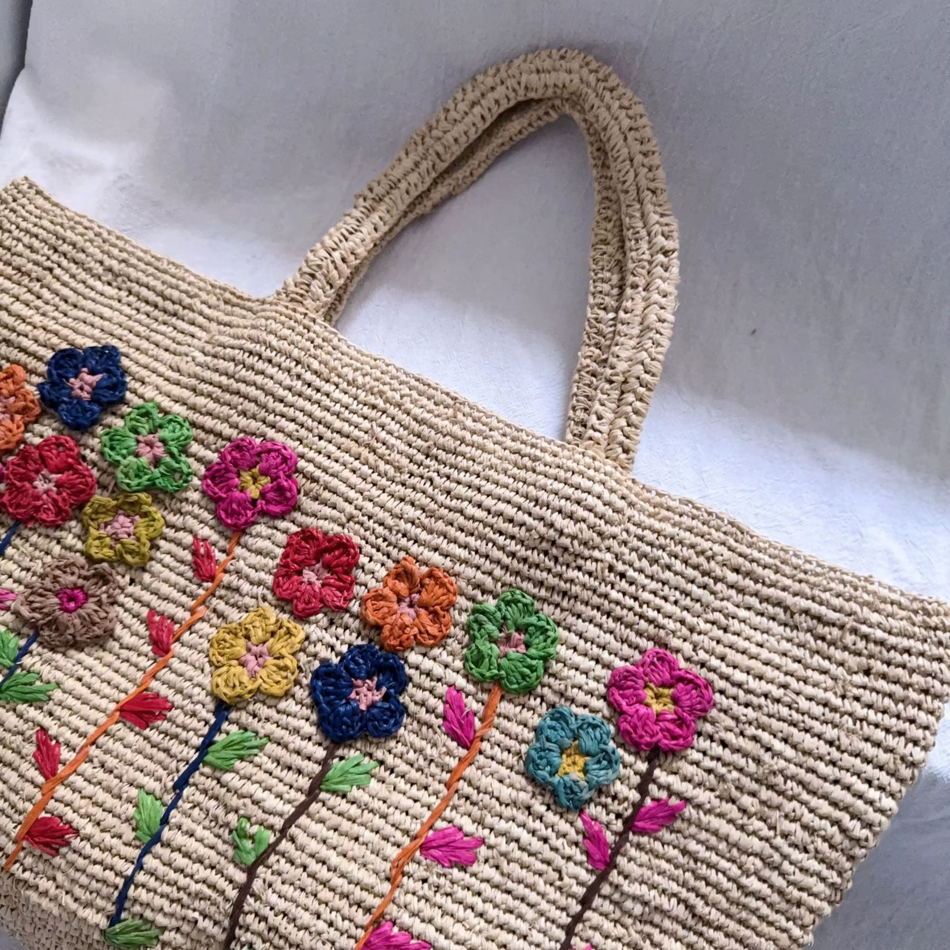 2025 raphia 3d Rose sac à main tissé