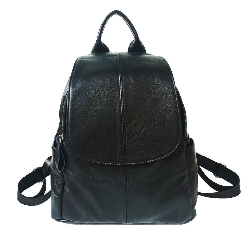 Sac à dos en cuir véritable antivol pour femme