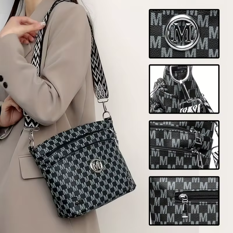 Sac à bandoulière élégant pour femmes avec badge «M»