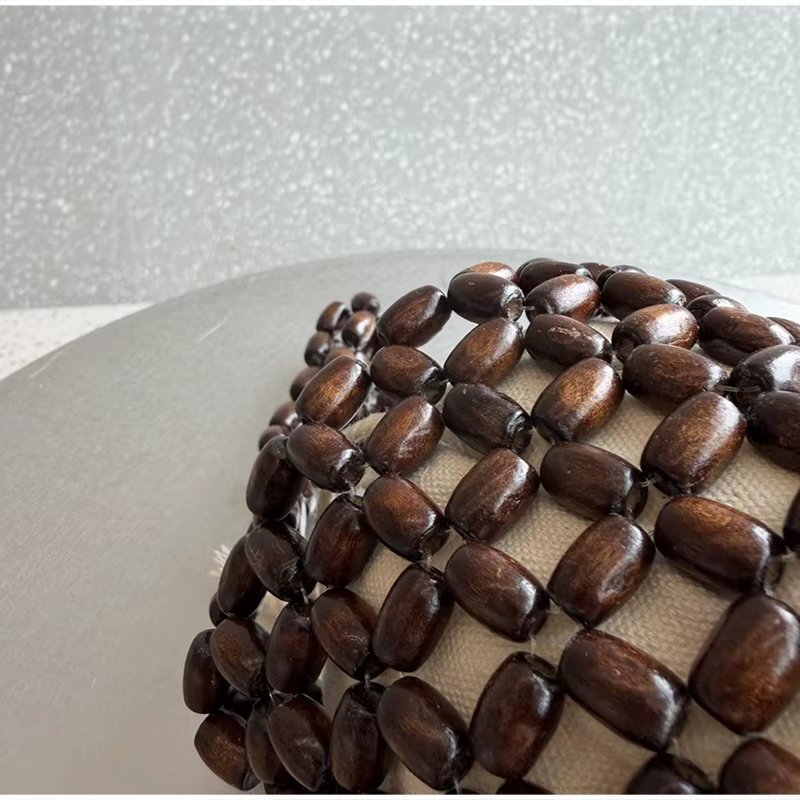 Sac tissé en perles de bois pour femmes