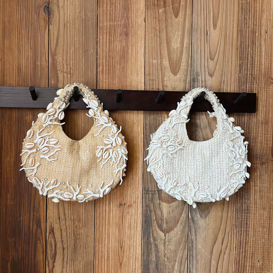 Sac à bandoulière de luxe en coquillage et corail