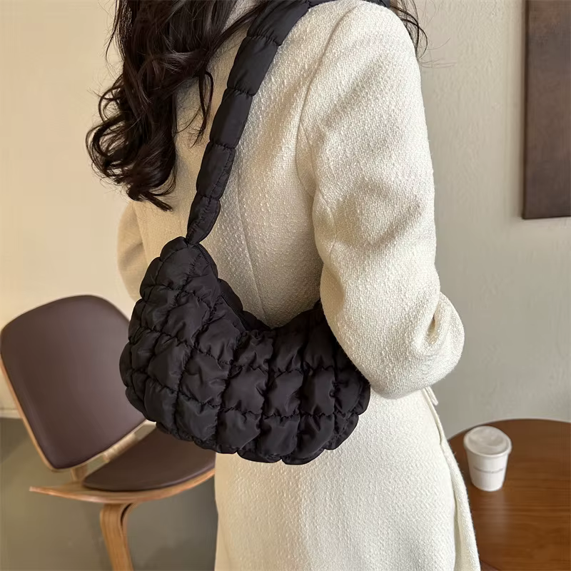 Sacs à bandoulière plissés matelassés pour femmes sac rembourré